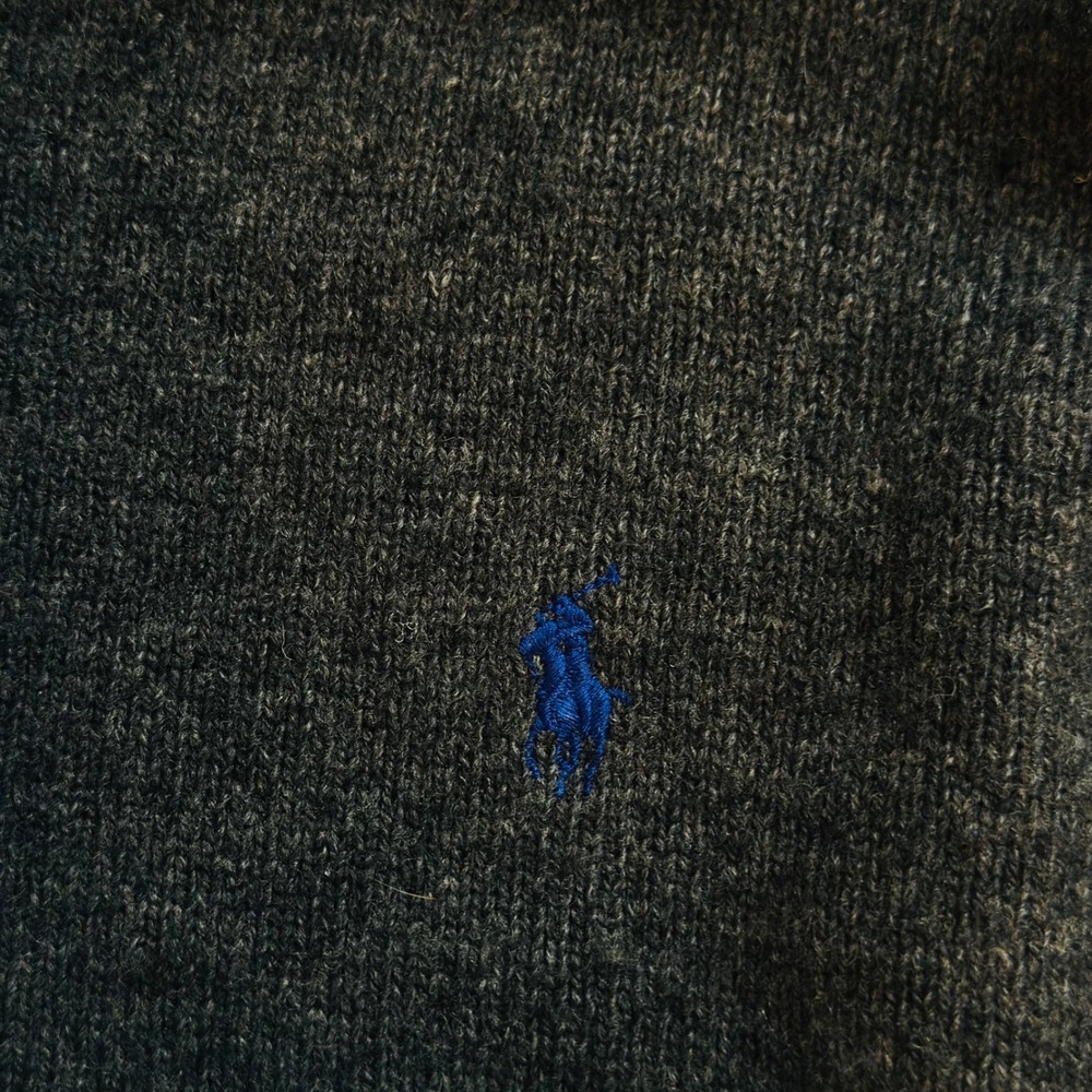 Polo Ralph Lauren‎ Mens V Neck Sweater Dark Gray 100% Lambs Wool Size XL - Picture 6 of 8